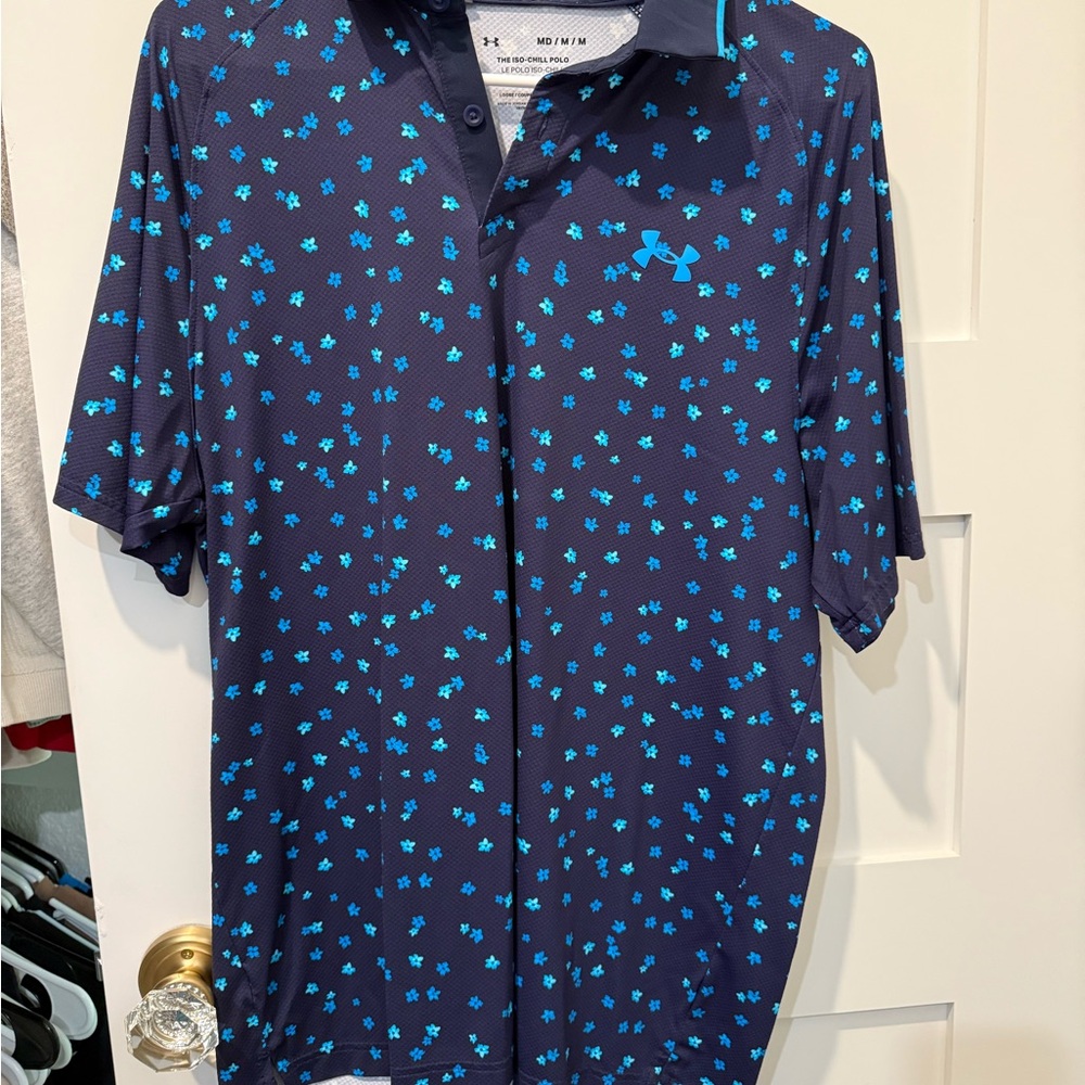 Under Armour Men's Navy and Teal Polo